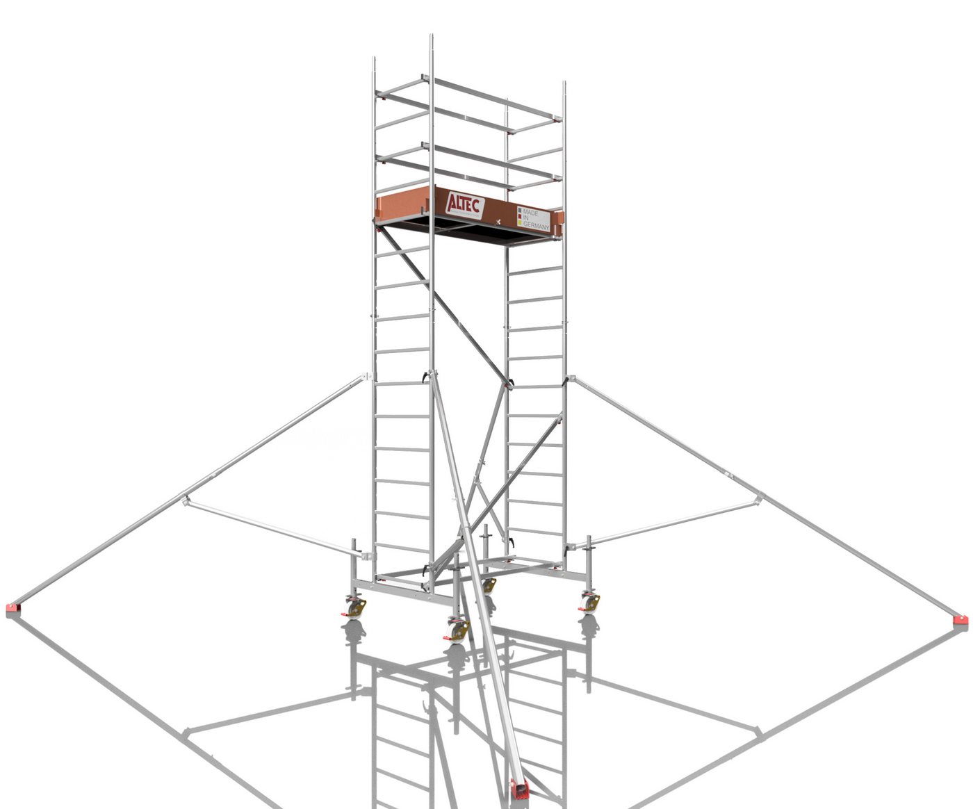 ALTEC Aluminium Fahrgerüst Rollfix 1.0 mit Ø150mm Rollen, Standardtraverse & Dreieckausleger, maximale Arbeitshöhe 10 Meter ALTEC Aluminium Fahrgerüst Rollfix 1.0 mit Ø150mm Rollen, Standardtraverse & Dreieckausleger, maximale Arbeitshöhe 10 Meter von ALTEC Aluminium