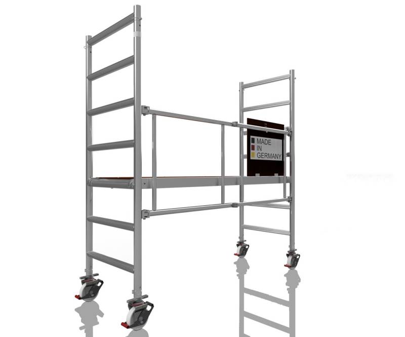 ALTEC Aluminium Klappgerüst AluKlik®, 70cm breit mit Ø150mm Rollen, höhenverstellbar, maximale Arbeitshöhe 14 Meter von ALTEC Aluminium