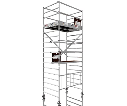 Profigerüst: ALTEC AluKlik® 2.0 600 XXL, Arbeitshöhe 6m, 135cm Breite, TÜV, Made in Germany, 25cm höhenv. Ø150mm Rollen, Alu Gerüst Rollgerüst Fahrgerüst Baugerüst Faltgerüst Arbeitsplattform von Altec