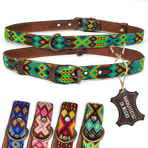 ALTEZAR Hundehalsband Leder - braunes Rindsleder Tribal Grün/Braun/Beiges durchgehend Bestickt - Handgemacht in Mexiko Lederhalsband Hund - Größe XL - für sehr große Hunde ALTEZAR Hundehalsband Leder - braunes Rindsleder Tribal Grün/Braun/Beiges durchgehend Bestickt - Handgemacht in Mexiko Lederhalsband Hund - Größe XL - für sehr große Hunde von ALTEZAR