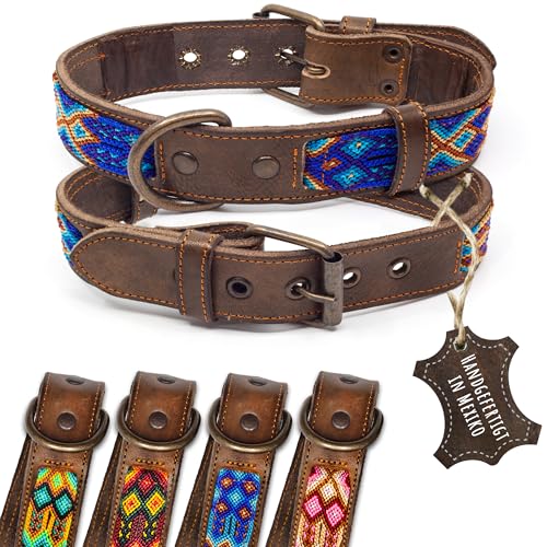 ALTEZAR Lederhalsband Hund - Doppelt Tribal Bestickt Blau Braun - Hochwertig verarbeitetes Hundehalsband Leder - Handgemacht in Mexiko - Größe M - Halsband Hund für mittel-große Hunde Leder breit ALTEZAR Lederhalsband Hund - Doppelt Tribal Bestickt Blau Braun - Hochwertig verarbeitetes Hundehalsband Leder - Handgemacht in Mexiko - Größe M - Halsband Hund für mittel-große Hunde Leder breit von ALTEZAR