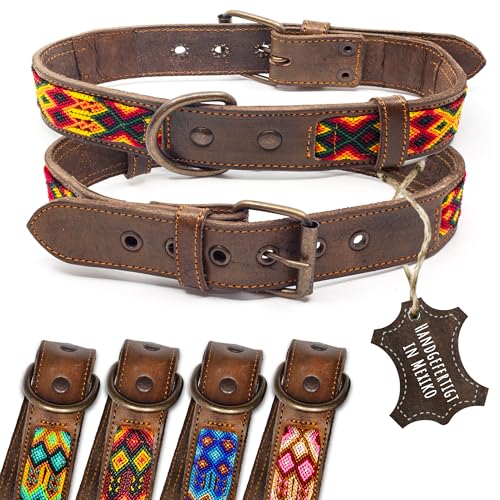 ALTEZAR Lederhalsband Hund - Doppelt Tribal Bestickt Feuer-Rot Braun - Hochwertig verarbeitetes Hundehalsband Leder - Handgemacht in Mexiko - Größe L - Halsband Hund für große Hunde Leder breit ALTEZAR Lederhalsband Hund - Doppelt Tribal Bestickt Feuer-Rot Braun - Hochwertig verarbeitetes Hundehalsband Leder - Handgemacht in Mexiko - Größe L - Halsband Hund für große Hunde Leder breit von ALTEZAR