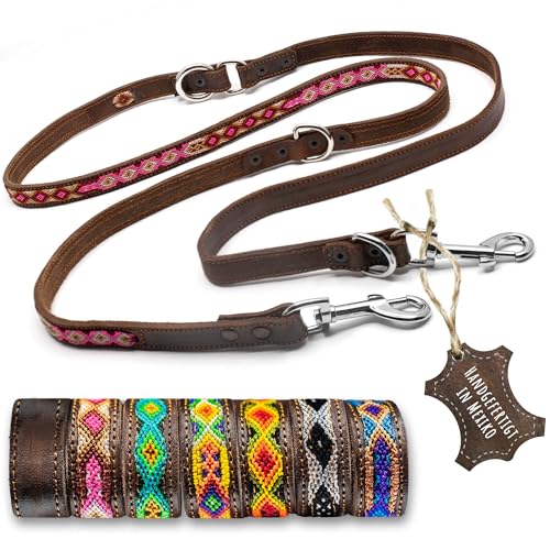 ALTEZAR Hundeleine Leder Breit Tribal Handgemacht in Mexiko für große Hunde Rosa ALTEZAR Hundeleine Leder Breit Tribal Handgemacht in Mexiko für große Hunde Rosa von ALTEZAR