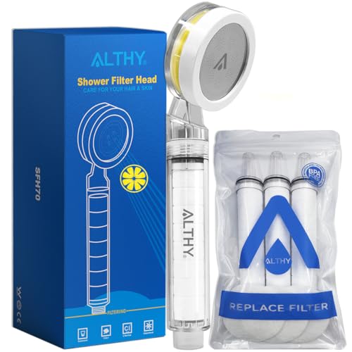 ALTHY Vitamin-C Duschkopf mit Filter, SPA Hochdruck-Wassersparend Duschkopf, 3-stufige Wasserfilterung–entfernt Staub,Rost,Chlor und Schwermetalle–pflegt Ihre Haut und Haare(Enthält 1VC&4PP Baumwolle) ALTHY Vitamin-C Duschkopf mit Filter, SPA Hochdruck-Wassersparend Duschkopf, 3-stufige Wasserfilterung–entfernt Staub,Rost,Chlor und Schwermetalle–pflegt Ihre Haut und Haare(Enthält 1VC&4PP Baumwolle) von ALTHY