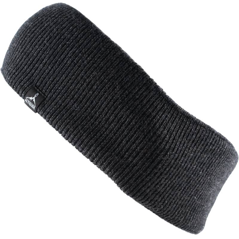ALTIDUDE Headband Rip Strick Stirnband Kopfband Ohren Schützer 100%Merino Wolle-Dark Grey von ALTIDUDE