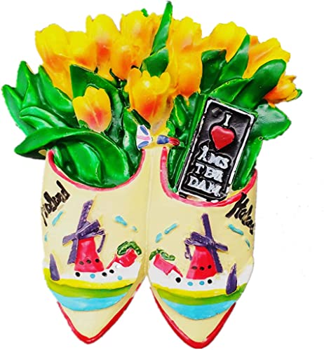 Tulpe Windmühle von Amsterdam Holland Niederlande Schuhe Form Magnet Kühlschrank Kühlschrank Magnet Dekoration Aufkleber Souvenir Harz Handwerk Küche Whiteboard von ALTKO