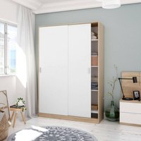 Garderobe Waterbury, Schlafzimmer Kleiderschrank mit 2 Schiebetüren, Schrank mit 3 Einlegeböden und Kleiderstange, cm 120x50h200, Eiche und Weiß von ALTRI