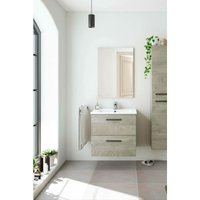 Unter dem Waschtisch Fontana, Badezimmerschrank mit 2 Schubladen, Hängeschrank mit Spiegel, Waschbecken nicht enthalten, cm 60x45h57, Eiche von ALTRI