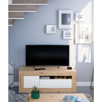 Altri - TV-Ständer Killeen, Wohnzimmer TV-Sideboard, TV-Ständer mit 2 Türen, cm 139x42h53, Geknotete Eiche und Weiß von ALTRI