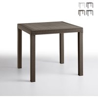 Altri - Tisch im Freien Marte, Fester quadratischer Tisch, Mehrzweck-Gartentisch mit Rattan-Effekt, 100% Made in Italy, Cm 80x80h74, Braun von ALTRI