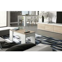 Couchtisch Oceanside, Couchtisch mit abnehmbarer Platte, Couchtisch für das Wohnzimmer, cm 100x50h45/56, Weiß und Eiche von ALTRI