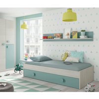 Altri - Einzelbett-Bett Lubbock, Bettrahmen für Schlafzimmer, Einzelbett mit ausziehbarem Kinderbett oder Kommode und passendem Regal, cm 201x98h43, von ALTRI