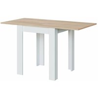 Klappbarer Esstisch mit klappbarer Platte, wiederverschließbarer Beistelltisch, 67x67/135h79 cm, Farbe Weiß und Eiche von ALTRI