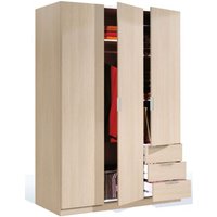 Kleiderschrank 135x52x180h cm mit 3 Türen, 3 Schubladen und 4 Einlegeböden hell Eiche – Abete Kleiderschrank 135x52x180h cm mit 3 Türen, 3 Schubladen und 4 Einlegeböden hell Eiche – Abete von ALTRI