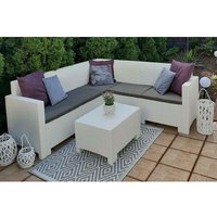 Lounge-Set für den Außenbereich Eris, Gartenset mit Kissen, Lounge-Set für den Innenbereich in Rattan-Optik, 100 % Made in Italy, Weiß von ALTRI
