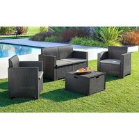 Lounge-Set für den Außenbereich Venere, Garten-Set mit Kissen, Lounge-Set für den Innenbereich in Rattan-Optik, 100 % Made in Italy, Anthrazit von ALTRI