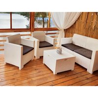 Altri - Lounge-Set für den Außenbereich Venere, Garten-Set mit Kissen, Lounge-Set für den Innenbereich in Rattan-Optik, 100 % Made in Italy, Weiß von ALTRI
