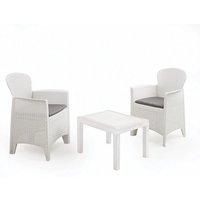 Outdoor-Lounge-Set Foggia, Gartengarnitur mit 2 Sesseln und 1 Couchtisch, Sitzecke in Rattan-Optik mit Kissen, 100 % Made in Italy, Weiß von ALTRI