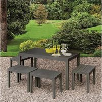 Outdoor-Lounge-Set Sanremo, Gartenset mit 1 rechteckigem Tisch und 4 Bänken, Picknickset für drinnen und draußen, 100 % Made in Italy, Anthrazit von ALTRI