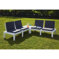 Outdoor-Lounge-Set Vigevano, Gartengarnitur mit 4 Sitzplätzen mit Rückenlehne und 1 Multifunktionsmodul, Sitzecke mit Kissen, 100 % Made in Italy, von ALTRI