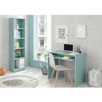 Altri - Schreibtisch Dayton, Schreibtisch mit Regal, PC-Halter Arbeitstisch für Büro oder Schlafzimmer, Schreibtisch, cm 90x54h79, Blaugrün von ALTRI