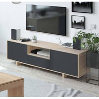 TV-Ständer Visalia, Wohnzimmer TV-Sideboard, 3-türiger TV-Ständer, Niedriges Sideboard für Wohnzimmer, cm 150x41h46, Eiche von ALTRI