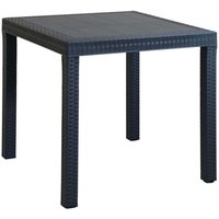 Tisch im Freien Marte, Fester quadratischer Tisch, Mehrzweck-Gartentisch in Rattan-Optik, 100% Made in Italy, Cm 80x80h74, Anthrazit von BICA