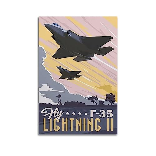 ALTUY Fighter Aircraft Poster F-35 Lightning II Militärflugzeuge Dekorative Malerei Leinwand Poster 40 x 60 cm von ALTUY