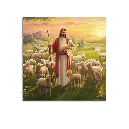 ALTUY Jesus-Poster Jesus ist der gute Hirte, dekoratives Gemälde, Leinwand-Poster, 50 x 50 cm von ALTUY