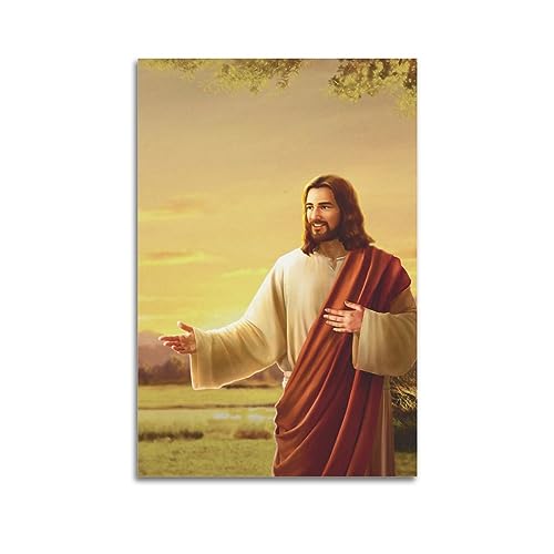 ALTUY Religiöses christliches Jesus-Poster mit lächelndem Motiv, dekoratives Gemälde, Leinwand-Poster, 50 x 75 cm von ALTUY