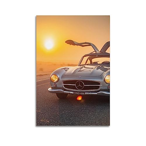 ALTUY Vintage Rennwagen-Poster für Benz 300SL Flügeltür, luxuriöses Auto, dekoratives Gemälde, Leinwand, Poster, 50 x 75 cm von ALTUY