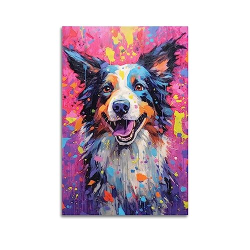 Animal Visual Art Poster Ölgemälde Stil Border Collie dekoratives Gemälde Leinwand Poster 40 x 60 cm von ALTUY