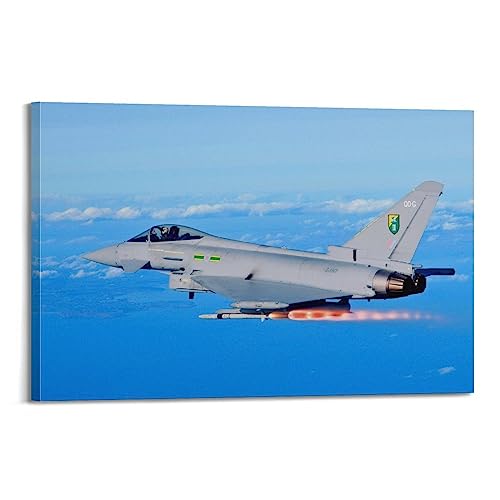 Fighter Jet Poster Eurofighter Typhoon EF-2000 Fire Missiles Dekorative Malerei Leinwand Wand und Kunst Bild Familie Schlafzimmer Dekor 30 x 45 cm von ALTUY