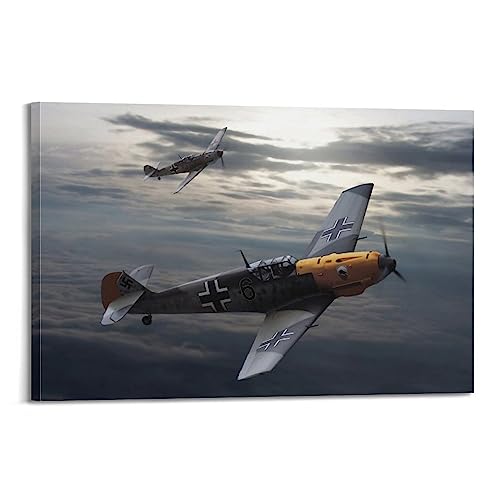 Fighter Poster Bf 109 Fighter Dekorative Malerei Leinwand Wand und Kunst Bild Familie Schlafzimmer Dekor 60 x 90 cm von ALTUY