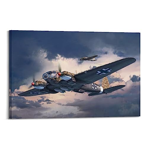 Heinkel He 111 Fighter Plane Poster Dekorative Malerei Leinwand Wand und Kunst Bild Familie Schlafzimmer Dekor 50 x 75 cm von ALTUY