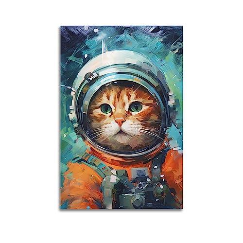 Ölgemälde Kunstposter Katze Astronaut Dekorative Malerei Leinwand Wand Und Kunst Bild Familie Schlafzimmer Dekor 20x30inch(50x75cm) von ALTUY