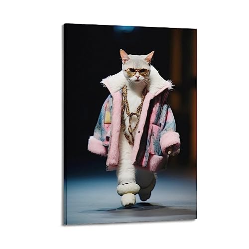 Tierkunst-Poster Katze Lustige Modenschau Dekorative Malerei Leinwand Poster 40 x 60 cm von ALTUY