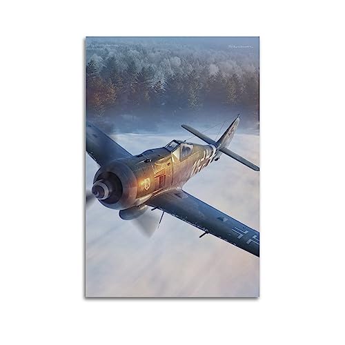 Vintage Fighter Aircraft Poster FW-190 Angriffsflugzeug dekorative Malerei Leinwand Poster 16x24inch(40x60cm) von ALTUY