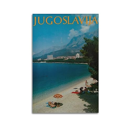 Vintage-Reiseposter Jugoslawien Strand Dekorative Malerei Leinwand Wand und Kunst Bild Familie Schlafzimmer Dekor 60 x 90 cm von ALTUY