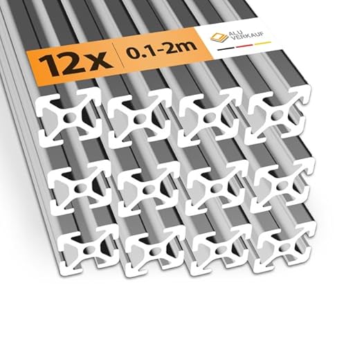 Alu-Verkauf Aluprofil 20x20mm Nut 6-12x Aluminium Profil 1100mm - Maße & Stückzahlen wählbar - T-Nut Schiene - Systemprofil aus Aluminium für Profis und Hobbyanwender von ALU VERKAUF