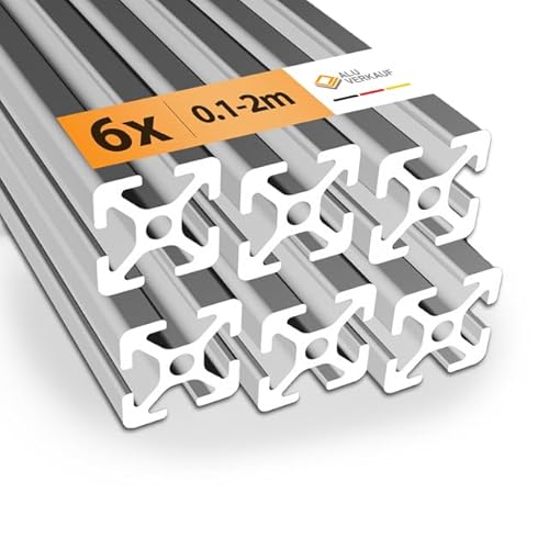 Alu-Verkauf Aluprofil 20x20mm Nut 6-6x Aluminium Profil 300mm - Maße & Stückzahlen wählbar - T-Nut Schiene - Systemprofil aus Aluminium für Profis und Hobbyanwender von ALU VERKAUF