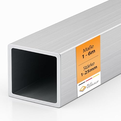 Alu-Verkauf Aluminium Vierkantrohr - Aluprofil Quadratprofil - Alle Maße individuell wählbar - Materialstärke 4mm - Seitenlänge 40mm x 100mm - Vierkantprofil aus Aluminium von ALU VERKAUF