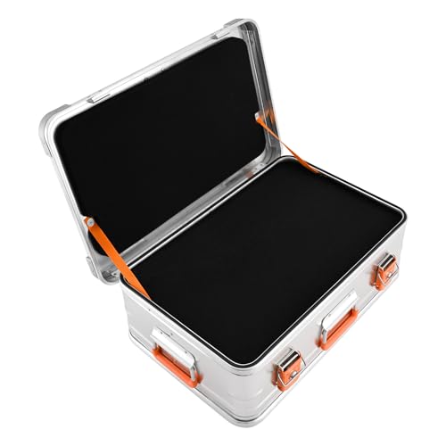 ALUBOX Alukiste abschließbar ES39 - Premium Aluminium Lagerbox 39 Liter mit Schaumstoffmatten Würfelschaum - Deckel mit Aluminium Druckguss Stapelecken und Gummidichtung - inklusive Schlösser von ALUBOX