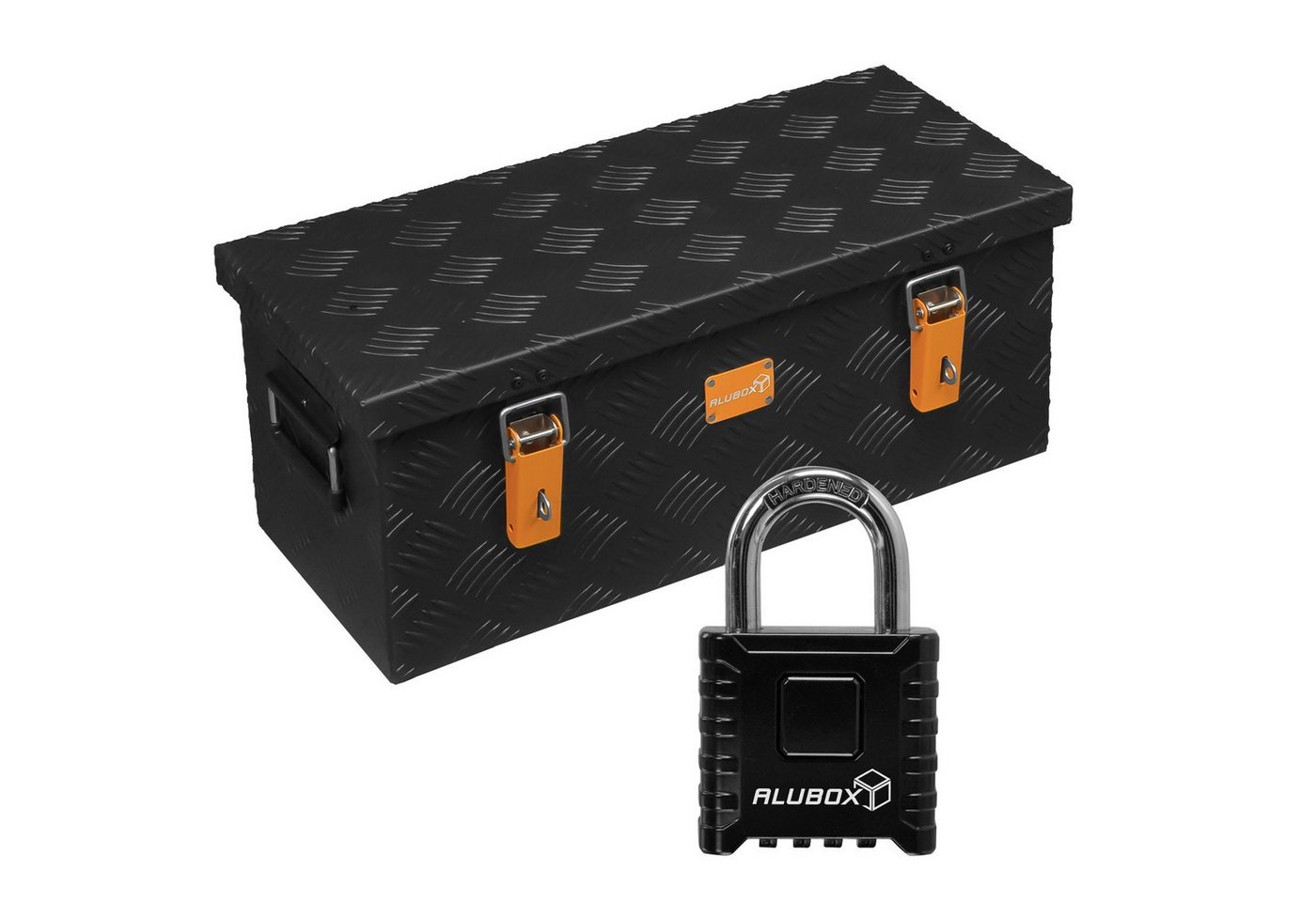 ALUBOX Aufbewahrungsbox ALUBOX Riffelblech Alukiste Zahlenschloss 4 stellig, 3 mm Wandstärke - steht auf 4 Füßen mit M10 Innengwinde ALUBOX Aufbewahrungsbox ALUBOX Riffelblech Alukiste Zahlenschloss 4 stellig, 3 mm Wandstärke - steht auf 4 Füßen mit M10 Innengwinde von ALUBOX