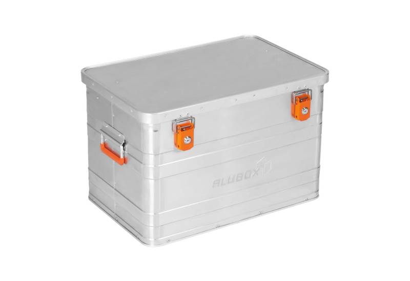 ALUBOX Aufbewahrungsbox Alukiste Transportbox abschließbar mit Deckel (71 Liter), Fangbänder am Deckel von ALUBOX
