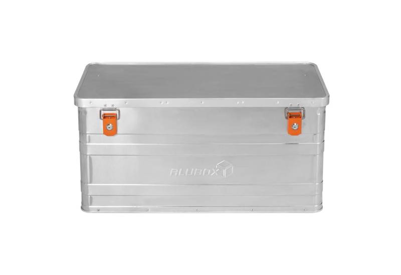 ALUBOX Aufbewahrungsbox Alukiste Transportbox abschließbar mit Deckel (92 Liter), Fangbänder am Deckel von ALUBOX