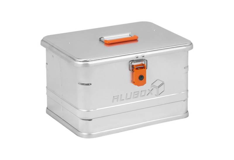 ALUBOX Aufbewahrungsbox Alukiste mit Deckel Universal Transportbox (29 Liter), umlaufende Gummidichtung - selbsteinklappende Federgriffe von ALUBOX