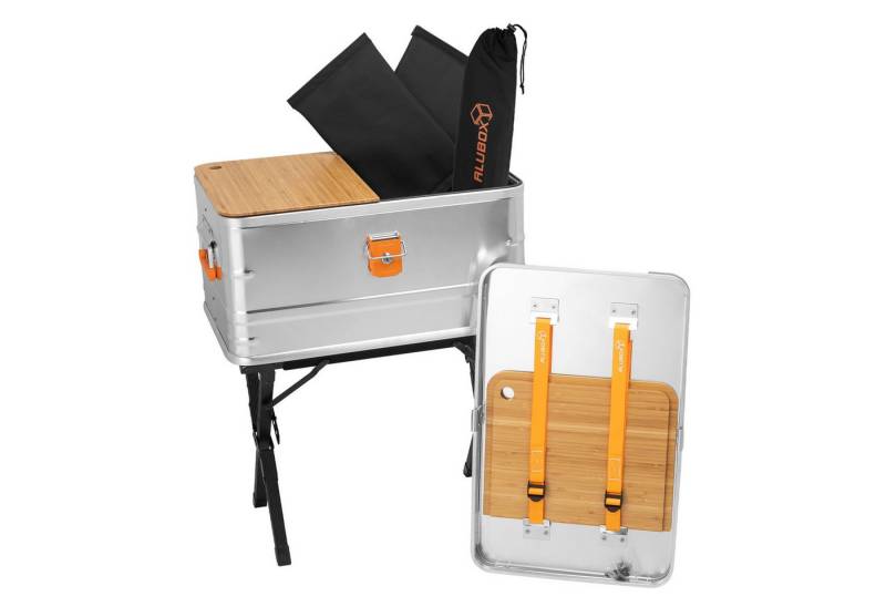 ALUBOX Aufbewahrungsbox Campingküche Kochbox 47 Liter inklusive Standfuß, abschließbar von ALUBOX
