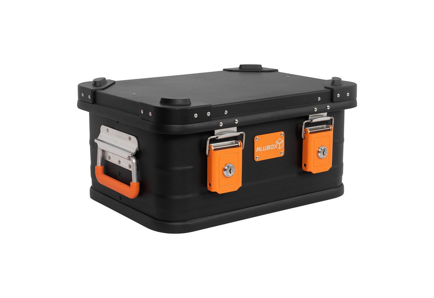 ALUBOX Aufbewahrungsbox Alukiste Tranportbox Premium E-Serie Black Edition (47 Liter), mit 2 Schlüsselschlösser von ALUBOX