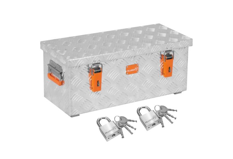 ALUBOX Aufbewahrungsbox aus massivem Riffelblech 37 L - 470 L + Vorhängeschlösser 40 MM von ALUBOX